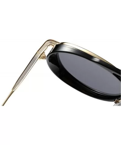 Vintage round frame metal punk unisex adjustable nose pad fashion brand designer sunglasses - Black - CV18TL8S7UA $10.01 Round