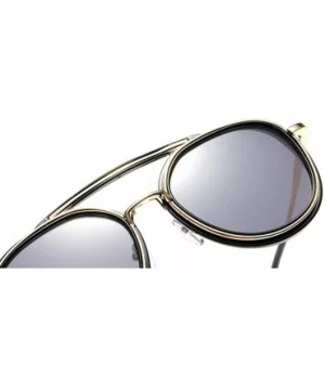 Vintage round frame metal punk unisex adjustable nose pad fashion brand designer sunglasses - Black - CV18TL8S7UA $10.01 Round