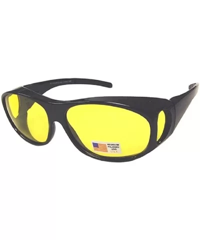 Men and Women Polarized Night Driving Sunglasses Fit Over with side shield-Wear Over Glasses - Black - CT12GZDKY0X $7.18 Wrap