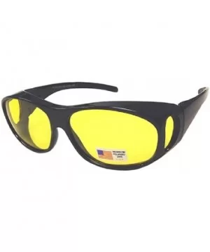 Men and Women Polarized Night Driving Sunglasses Fit Over with side shield-Wear Over Glasses - Black - CT12GZDKY0X $7.18 Wrap