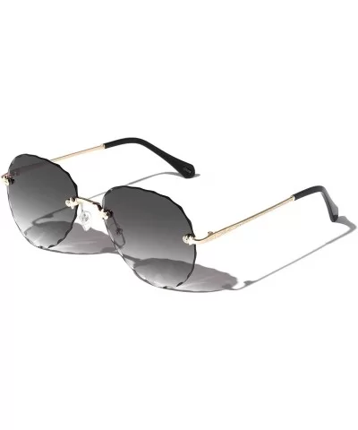 Barcelona Diamond Edge Cut Rimless Butterfly Sunglasses - Grey - CN19744UCNQ $12.75 Aviator