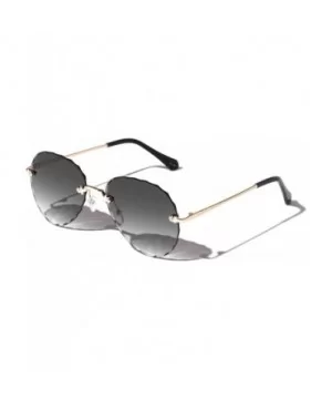 Barcelona Diamond Edge Cut Rimless Butterfly Sunglasses - Grey - CN19744UCNQ $12.75 Aviator