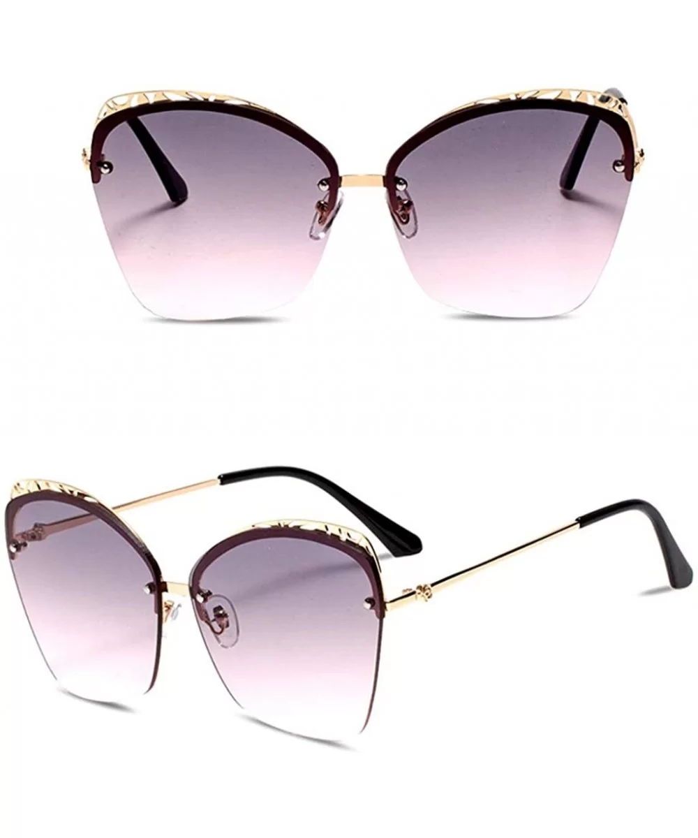 Sunglasses for Women Oversized UV400 Protection Travel Driving Sunglasses Butterfly Frame Metal Rimless - C518WSDC57M $12.10 ...