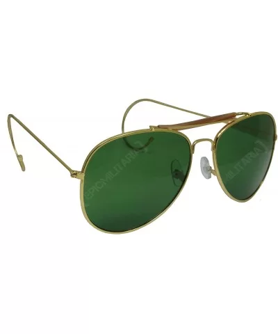 US Vintage Top Gun Pilot Style Aviator Sunglasses with Mirrored- Brown or Green Lenses - Green - C8116NZE7S9 $21.75 Sport