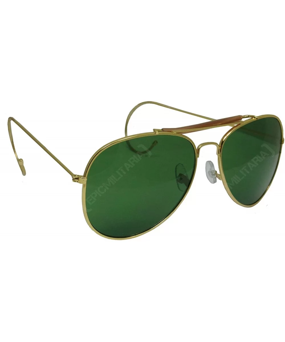 US Vintage Top Gun Pilot Style Aviator Sunglasses with Mirrored- Brown or Green Lenses - Green - C8116NZE7S9 $21.75 Sport