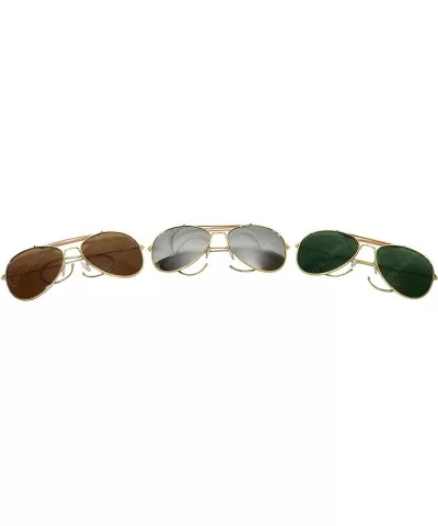 US Vintage Top Gun Pilot Style Aviator Sunglasses with Mirrored- Brown or Green Lenses - Green - C8116NZE7S9 $21.75 Sport