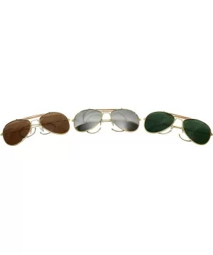 US Vintage Top Gun Pilot Style Aviator Sunglasses with Mirrored- Brown or Green Lenses - Green - C8116NZE7S9 $21.75 Sport