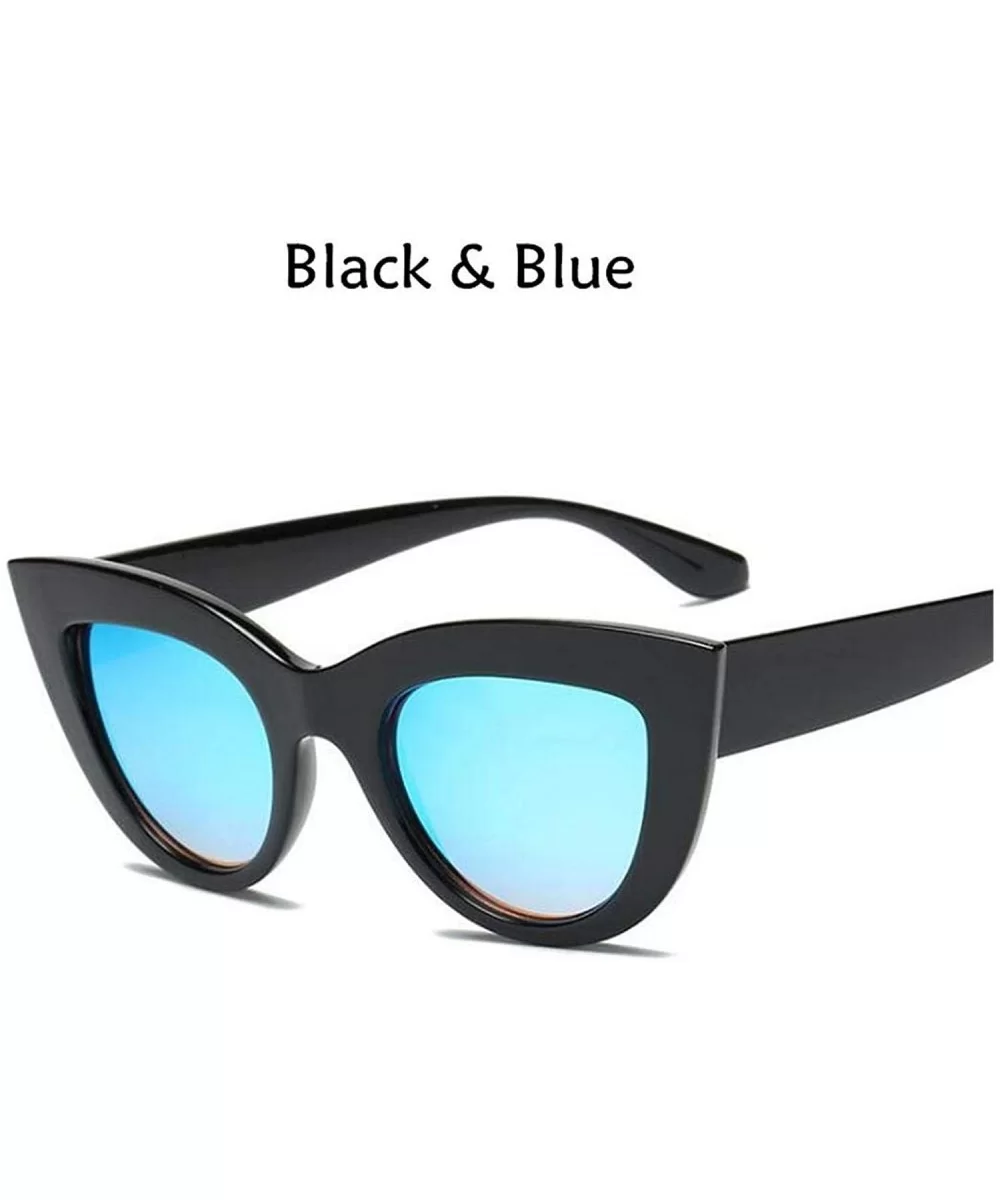 2020 New Cat Eye Women Sunglasses Tinted Color Lens Men Vintage Shaped Sun Glasses Female Eyewear Blue Er - Bblue - CO199C953...