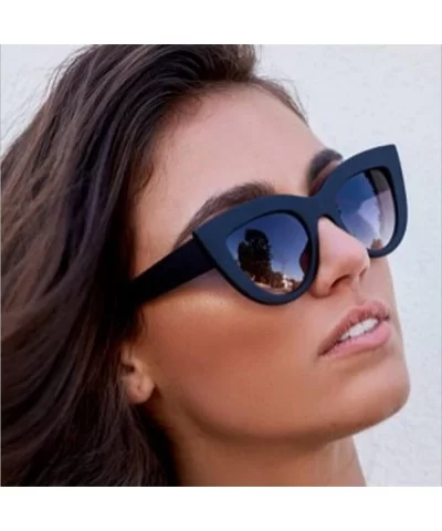 2020 New Cat Eye Women Sunglasses Tinted Color Lens Men Vintage Shaped Sun Glasses Female Eyewear Blue Er - Bblue - CO199C953...