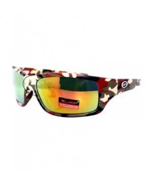 Mens Xloop Sunglasses Wrap Around Rectangular Camo Print Mirror Lens - Red Camo - CW11WNTOFB3 $7.48 Sport