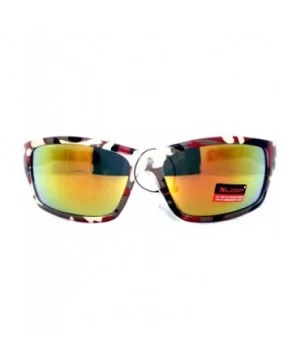 Mens Xloop Sunglasses Wrap Around Rectangular Camo Print Mirror Lens - Red Camo - CW11WNTOFB3 $7.48 Sport