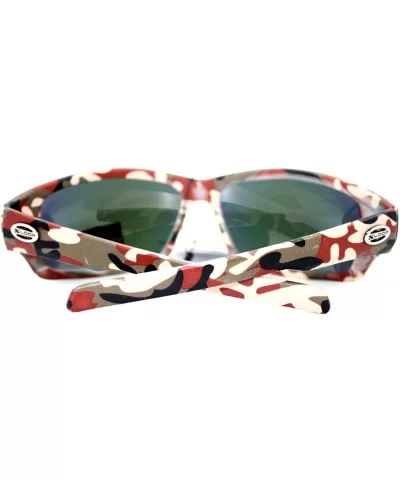 Mens Xloop Sunglasses Wrap Around Rectangular Camo Print Mirror Lens - Red Camo - CW11WNTOFB3 $7.48 Sport