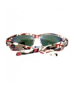 Mens Xloop Sunglasses Wrap Around Rectangular Camo Print Mirror Lens - Red Camo - CW11WNTOFB3 $7.48 Sport