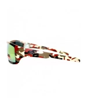 Mens Xloop Sunglasses Wrap Around Rectangular Camo Print Mirror Lens - Red Camo - CW11WNTOFB3 $7.48 Sport