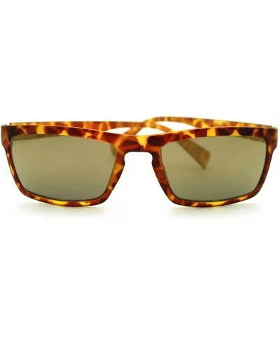 Mens Minimal Thin Plastic Narrow Rectangular Agent Sunglasses - Tortoise Gold - CP11KP5XM2P $5.54 Rectangular