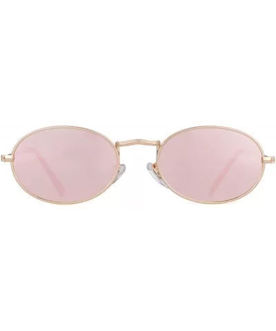 Oval Sunglasses Vintage Retro Sunglasses Designer Glasses for Women Men - Gold Frame Pink Mirrored Lens - C118I8I6N30 $11.64 ...