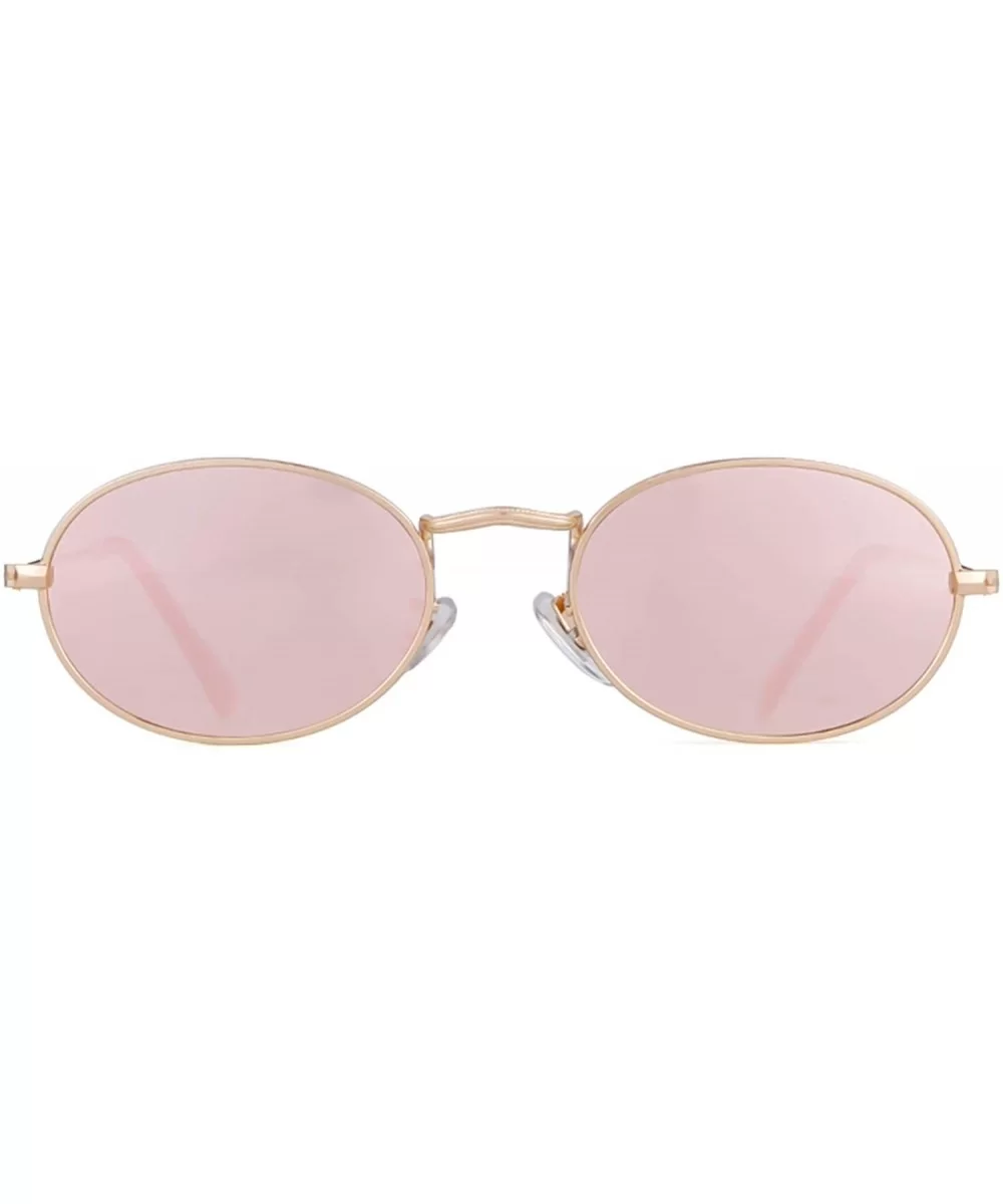 Oval Sunglasses Vintage Retro Sunglasses Designer Glasses for Women Men - Gold Frame Pink Mirrored Lens - C118I8I6N30 $11.64 ...