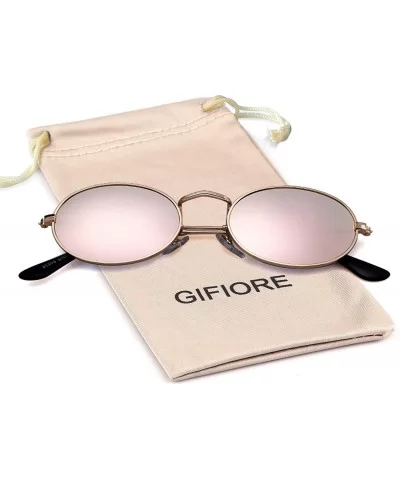 Oval Sunglasses Vintage Retro Sunglasses Designer Glasses for Women Men - Gold Frame Pink Mirrored Lens - C118I8I6N30 $11.64 ...