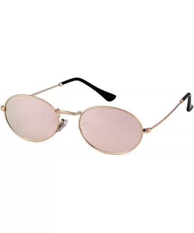 Oval Sunglasses Vintage Retro Sunglasses Designer Glasses for Women Men - Gold Frame Pink Mirrored Lens - C118I8I6N30 $11.64 ...