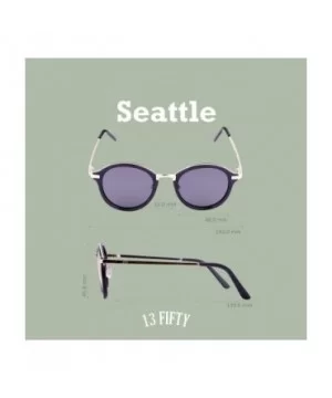 Seattle Round Metal Polarized Retro Unisex Sunglasses - Multiple Options - Gloss Black - CX18Q6D6AUW $15.37 Round