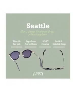 Seattle Round Metal Polarized Retro Unisex Sunglasses - Multiple Options - Gloss Black - CX18Q6D6AUW $15.37 Round