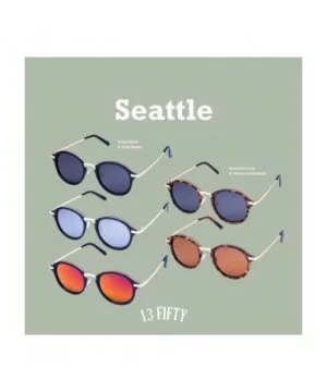 Seattle Round Metal Polarized Retro Unisex Sunglasses - Multiple Options - Gloss Black - CX18Q6D6AUW $15.37 Round