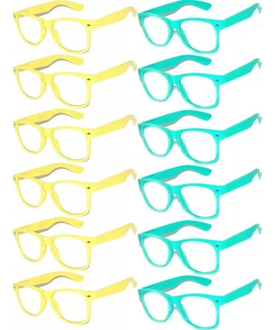 Women's Men's Sunglasses Retro Clear Lens - Retro_clear_12_p_yel_turq - CK18734YNWU $21.94 Sport