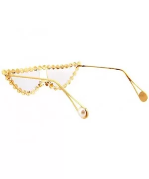 Sparkling Crystal Cat Eye Sunglasses UV Protection Rhinestone Sunglasses - Gold Frame Transparent Lens - CA18OU7T34O $12.11 S...