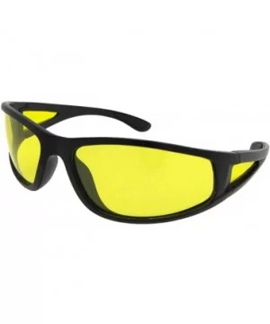 Wrap Around Yellow Lens Sunglasses PSR12 - Flat Black Frame - CP18GCSATYS $11.73 Wrap