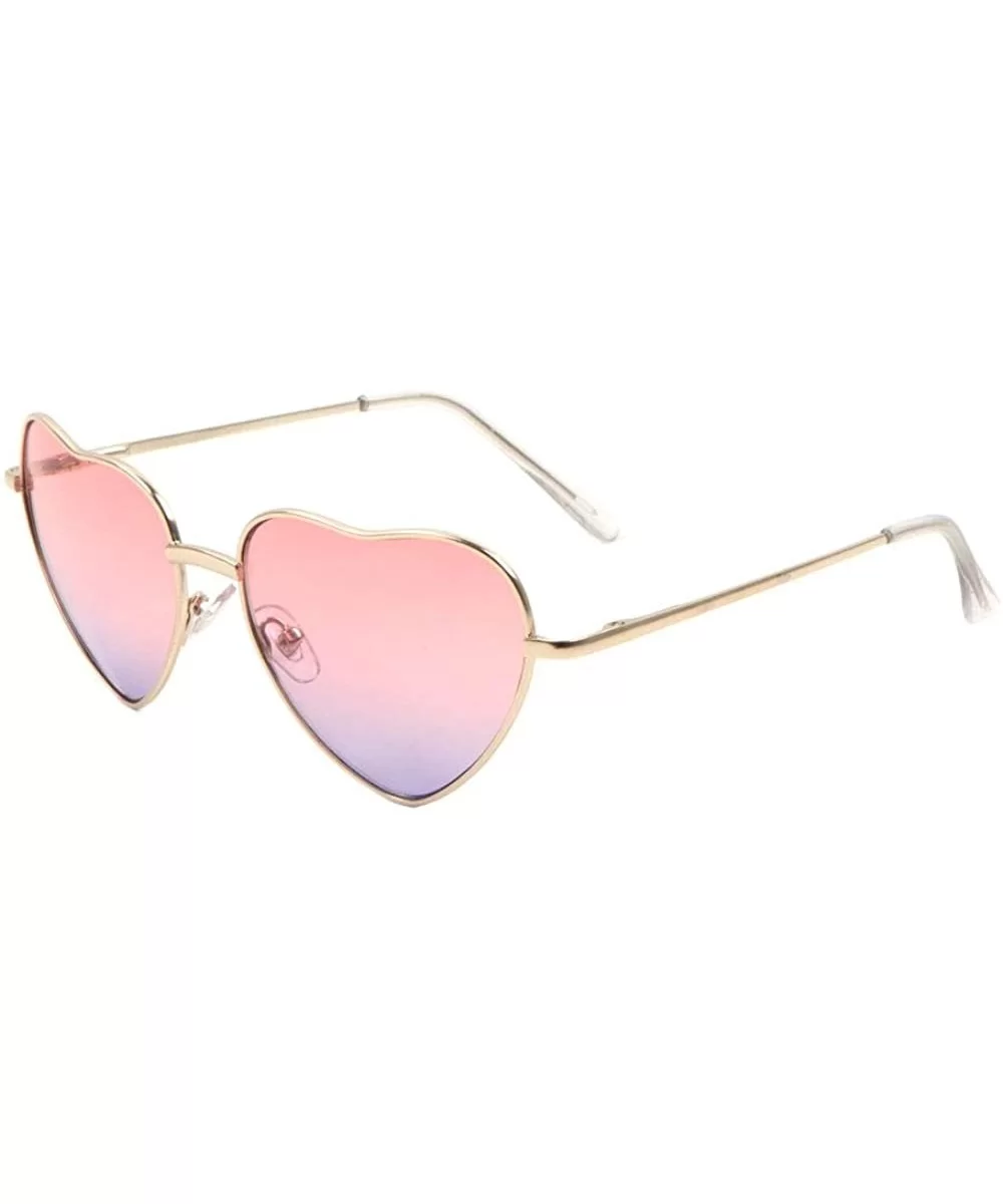 Oceanic Color Heart Shaped Metal Sunglasses - Pink Blue - CY1903UATOH $9.50 Butterfly