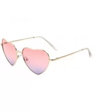 Oceanic Color Heart Shaped Metal Sunglasses - Pink Blue - CY1903UATOH $9.50 Butterfly