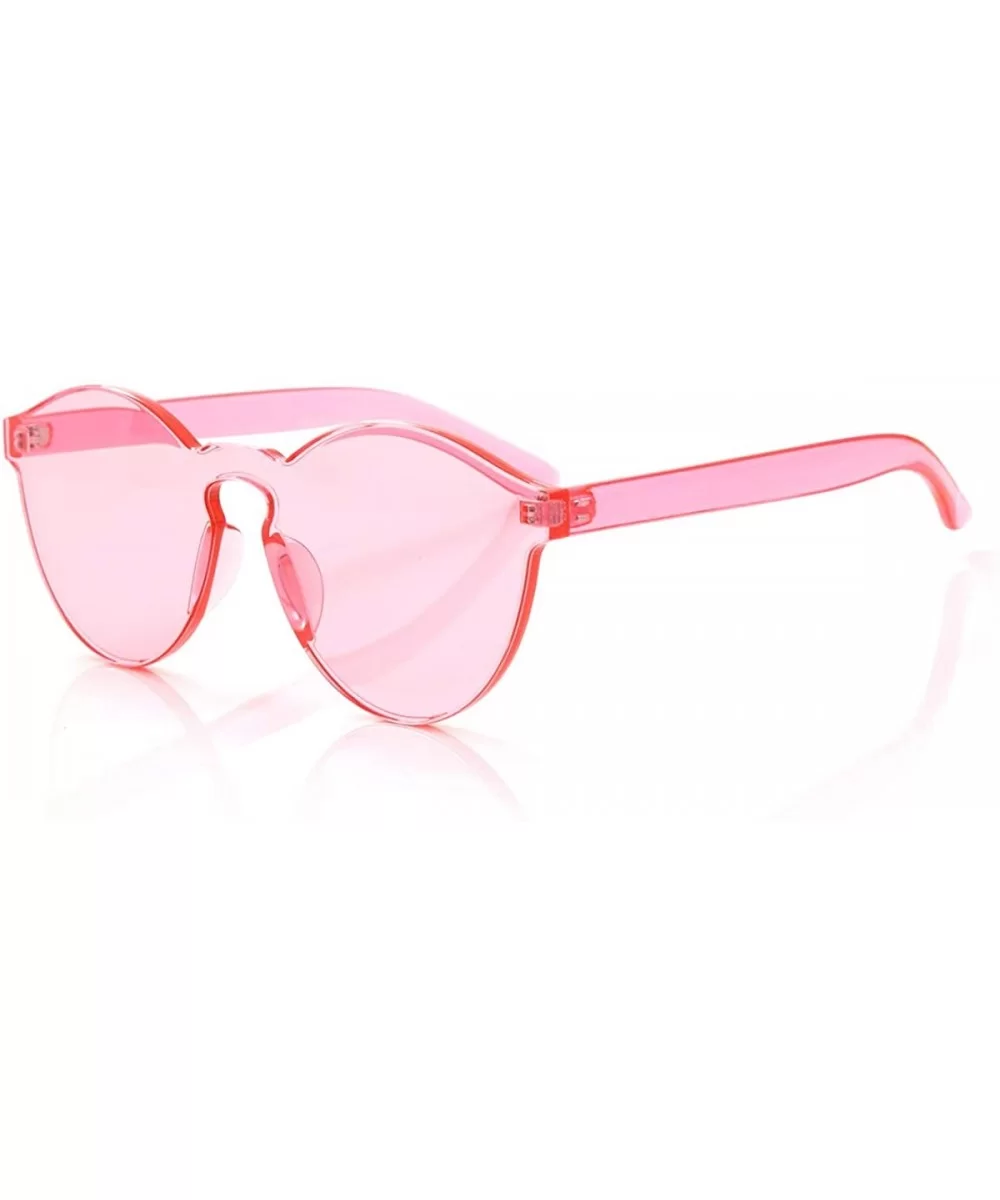 Rimless Sunglasses Oversized Colored Transparent Round Eyewear Retro Eyeglasses for Women Men - Pink - CD18HXKCN9W $6.39 Round