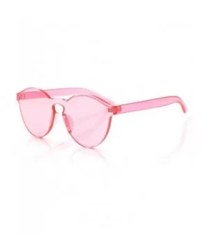 Rimless Sunglasses Oversized Colored Transparent Round Eyewear Retro Eyeglasses for Women Men - Pink - CD18HXKCN9W $6.39 Round