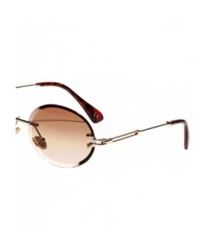 Women Small Oval Rimless Diamond Cutting Lens Sun Glasses Beach Travel Eyewear - Brown - CI190HS0G0R $8.90 Rimless