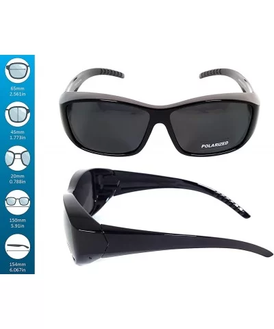 Fit Over SunGlasses With Polarized Lenses To Wear Over Glasses - Black-gray - CK12K183T41 $16.13 Rectangular