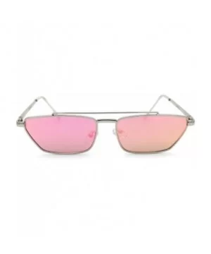 Squared Flat Top Bridge Metal Rim Dad Sunglasses - Silver Pink Mirror - CJ1959R3SH4 $11.56 Rectangular