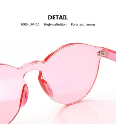 Rimless Sunglasses Oversized Colored Transparent Round Eyewear Retro Eyeglasses for Women Men - Pink - CD18HXKCN9W $6.39 Round