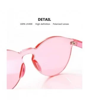 Rimless Sunglasses Oversized Colored Transparent Round Eyewear Retro Eyeglasses for Women Men - Pink - CD18HXKCN9W $6.39 Round