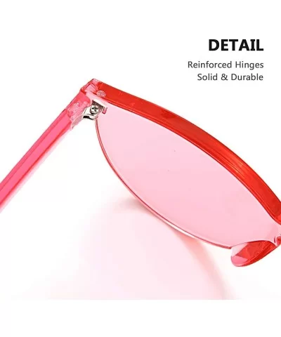 Rimless Sunglasses Oversized Colored Transparent Round Eyewear Retro Eyeglasses for Women Men - Pink - CD18HXKCN9W $6.39 Round