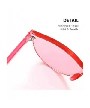 Rimless Sunglasses Oversized Colored Transparent Round Eyewear Retro Eyeglasses for Women Men - Pink - CD18HXKCN9W $6.39 Round