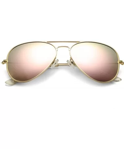 Classic Polarized Aviator Sunglasses for Men Women Metal Frame Mirrored UV400 Lens- 58mm - Gold/Pink Mirror - CB18NW5Y024 $6....