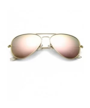 Classic Polarized Aviator Sunglasses for Men Women Metal Frame Mirrored UV400 Lens- 58mm - Gold/Pink Mirror - CB18NW5Y024 $6....