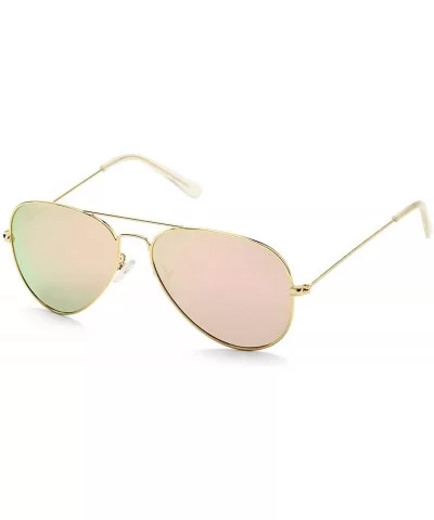 Classic Polarized Aviator Sunglasses for Men Women Metal Frame Mirrored UV400 Lens- 58mm - Gold/Pink Mirror - CB18NW5Y024 $6....