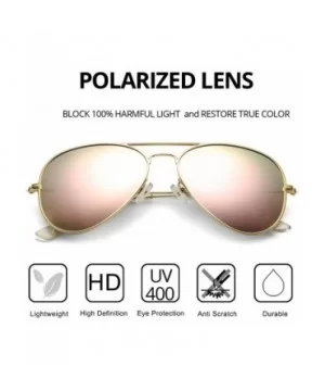 Classic Polarized Aviator Sunglasses for Men Women Metal Frame Mirrored UV400 Lens- 58mm - Gold/Pink Mirror - CB18NW5Y024 $6....