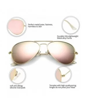 Classic Polarized Aviator Sunglasses for Men Women Metal Frame Mirrored UV400 Lens- 58mm - Gold/Pink Mirror - CB18NW5Y024 $6....