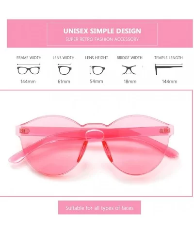 Rimless Sunglasses Oversized Colored Transparent Round Eyewear Retro Eyeglasses for Women Men - Pink - CD18HXKCN9W $6.39 Round