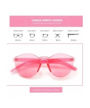 Rimless Sunglasses Oversized Colored Transparent Round Eyewear Retro Eyeglasses for Women Men - Pink - CD18HXKCN9W $6.39 Round