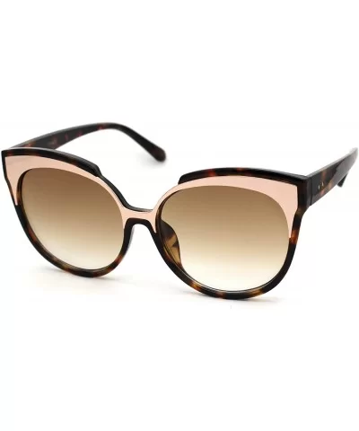 Womens Retro Oversize Cat Eye Horn Rim Chic Sunglasses - Tortoise Gold Brown - CL18WRDC75Y $6.63 Rectangular