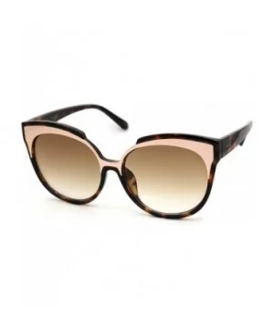 Womens Retro Oversize Cat Eye Horn Rim Chic Sunglasses - Tortoise Gold Brown - CL18WRDC75Y $6.63 Rectangular