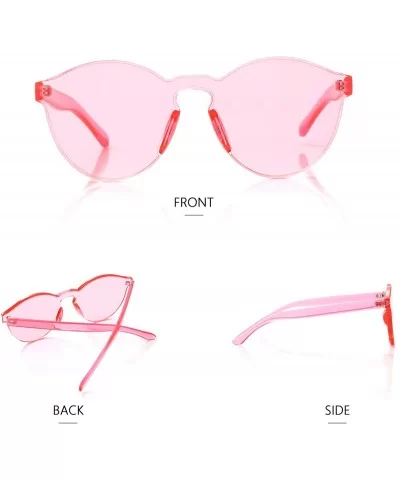 Rimless Sunglasses Oversized Colored Transparent Round Eyewear Retro Eyeglasses for Women Men - Pink - CD18HXKCN9W $6.39 Round